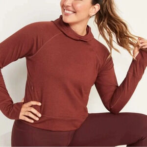 Old Navy XXL Cowlneck Cropped Pullover New Rust Athleisure Activewear Sporty